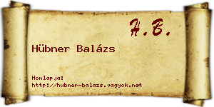 Hübner Balázs névjegykártya